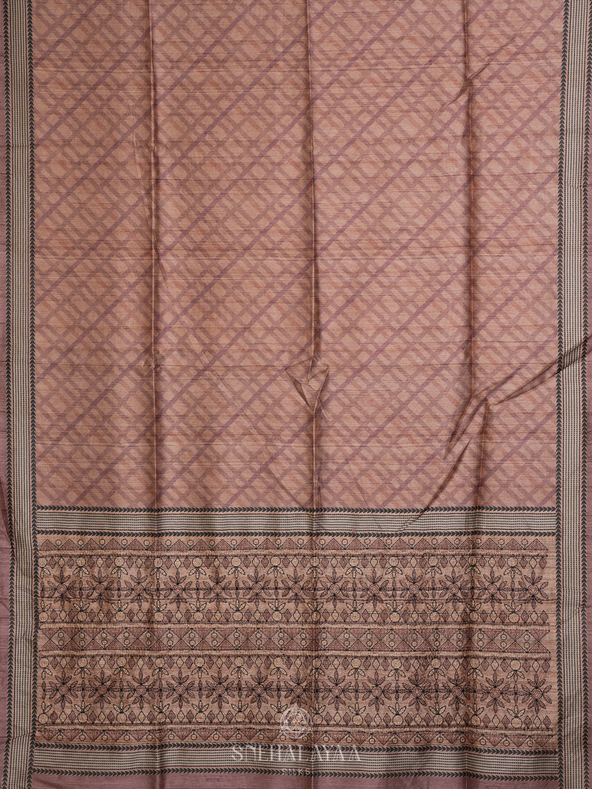 Orange Tussar Embroidery Saree