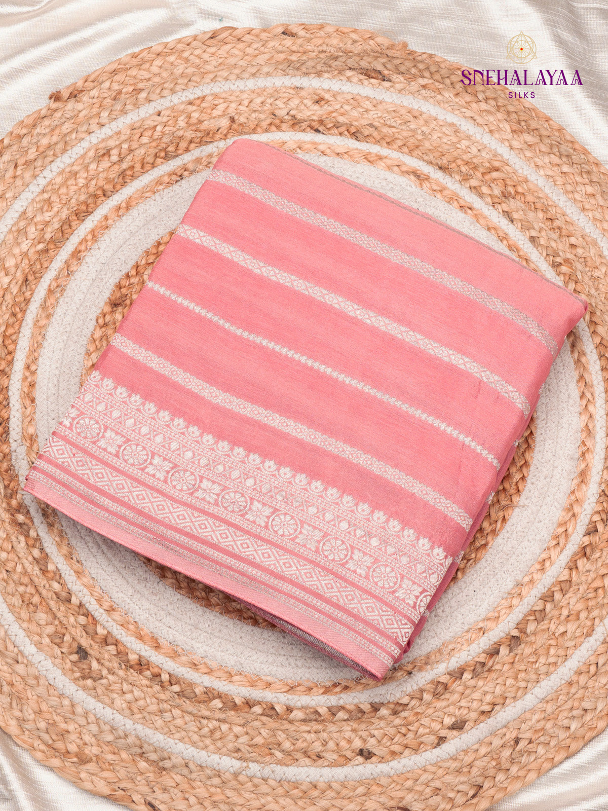 Pink Banaras crepe Silk Saree