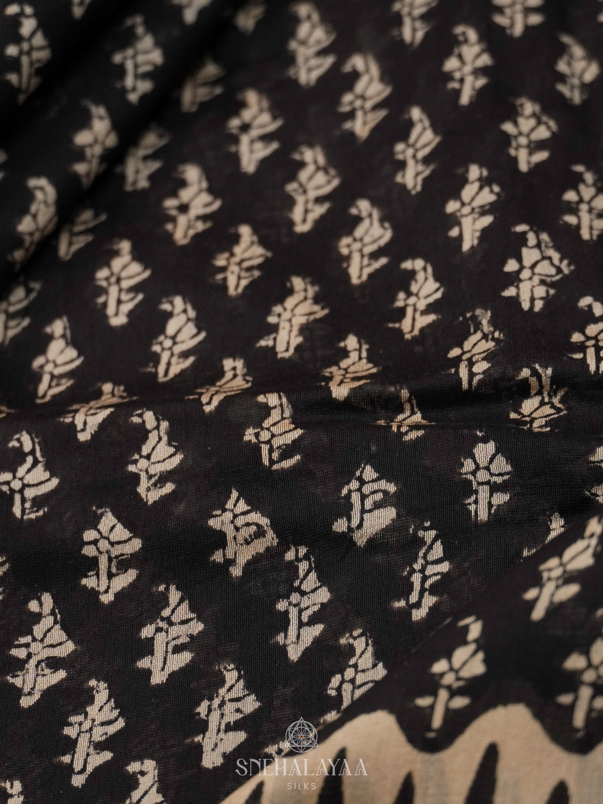 Black Chanderi Saree