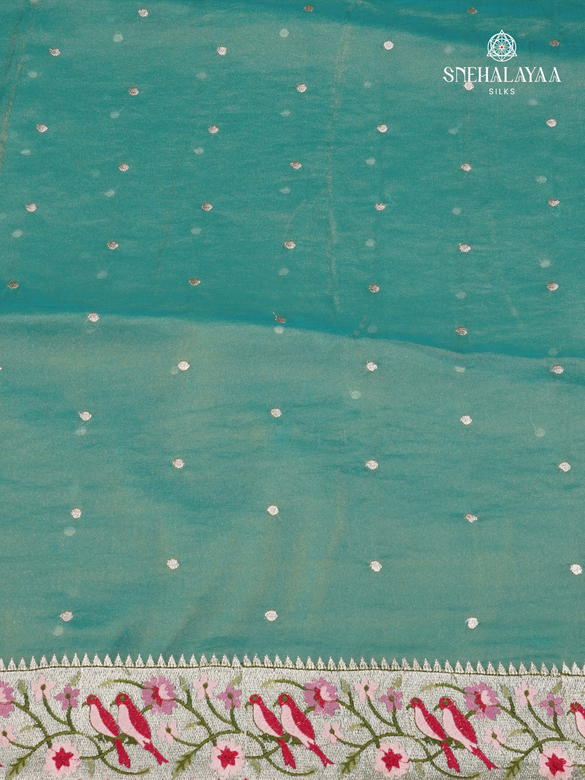 Teal Green Embroidery Designer Saree