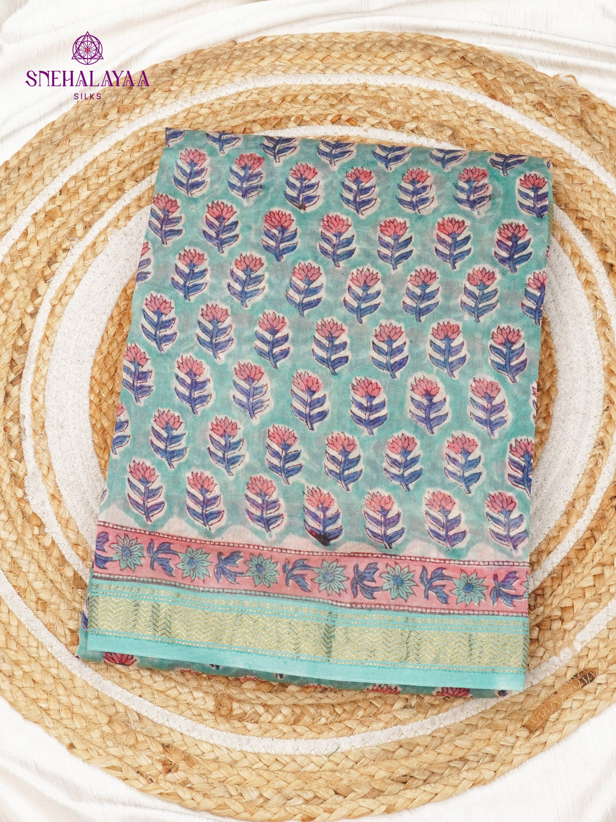 Ocean Blue Chanderi Saree