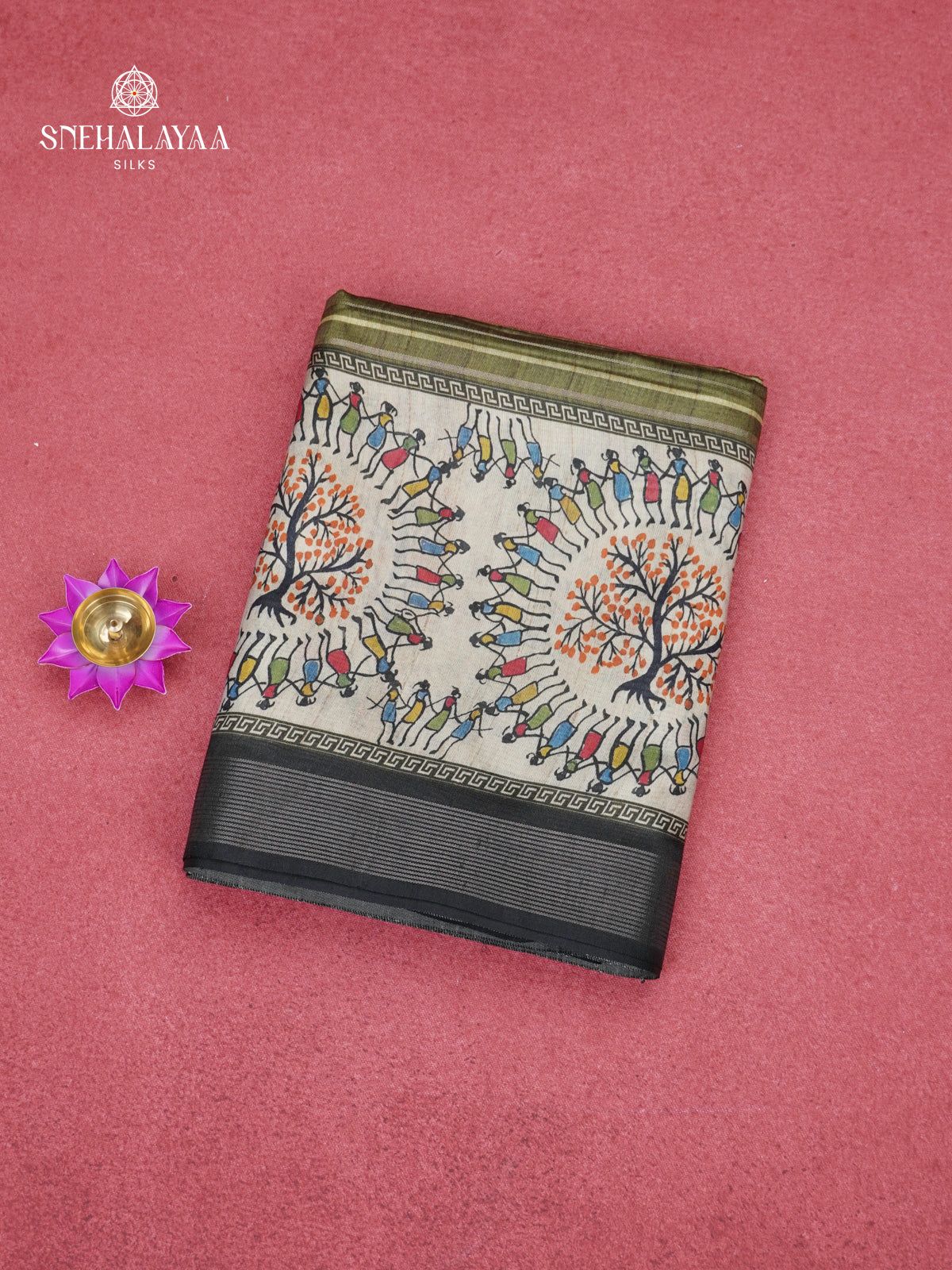 Olive Green Jute Saree