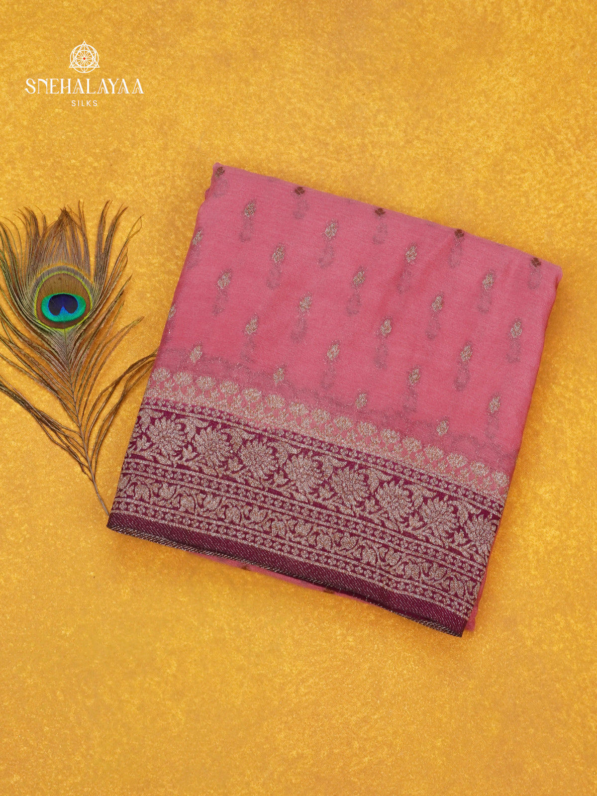 Pale Pink Banaras Crepe Silk Saree