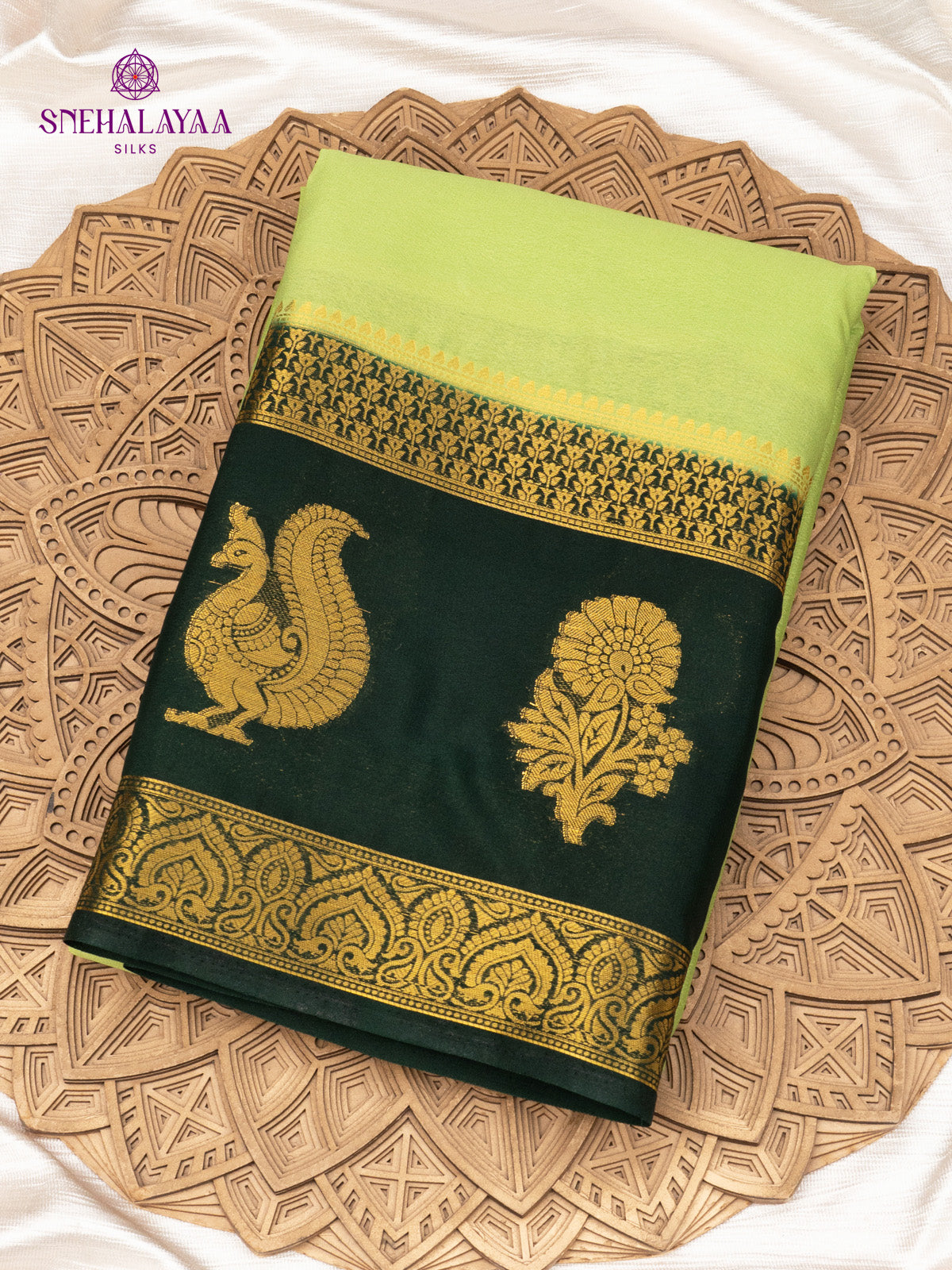 Pista Green Mysore Silk Saree