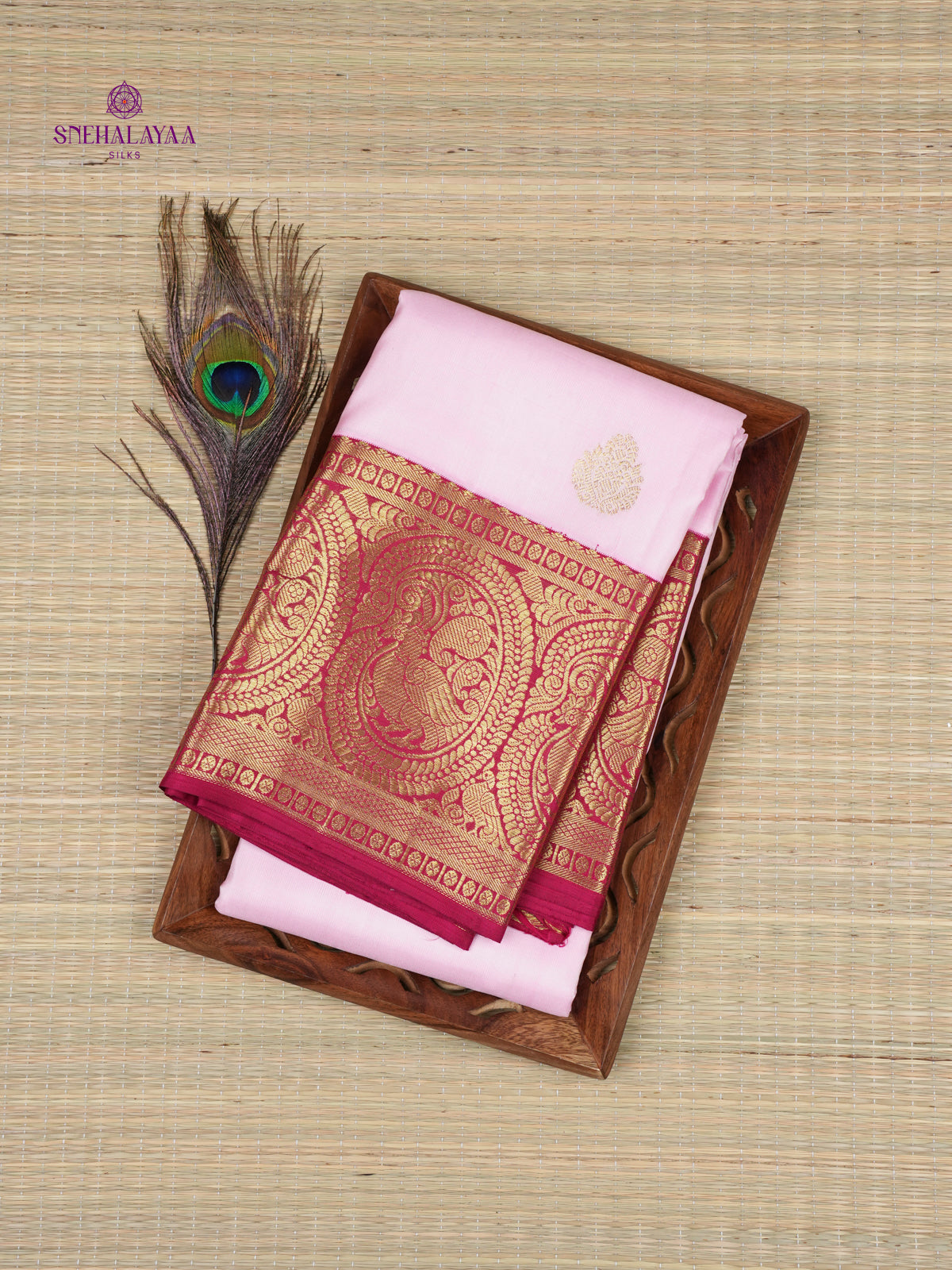 Pale Pink Kanjivaram Silk Saree
