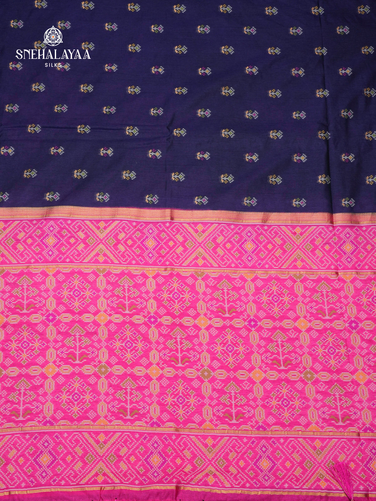 Navy Blue Ikat Saree