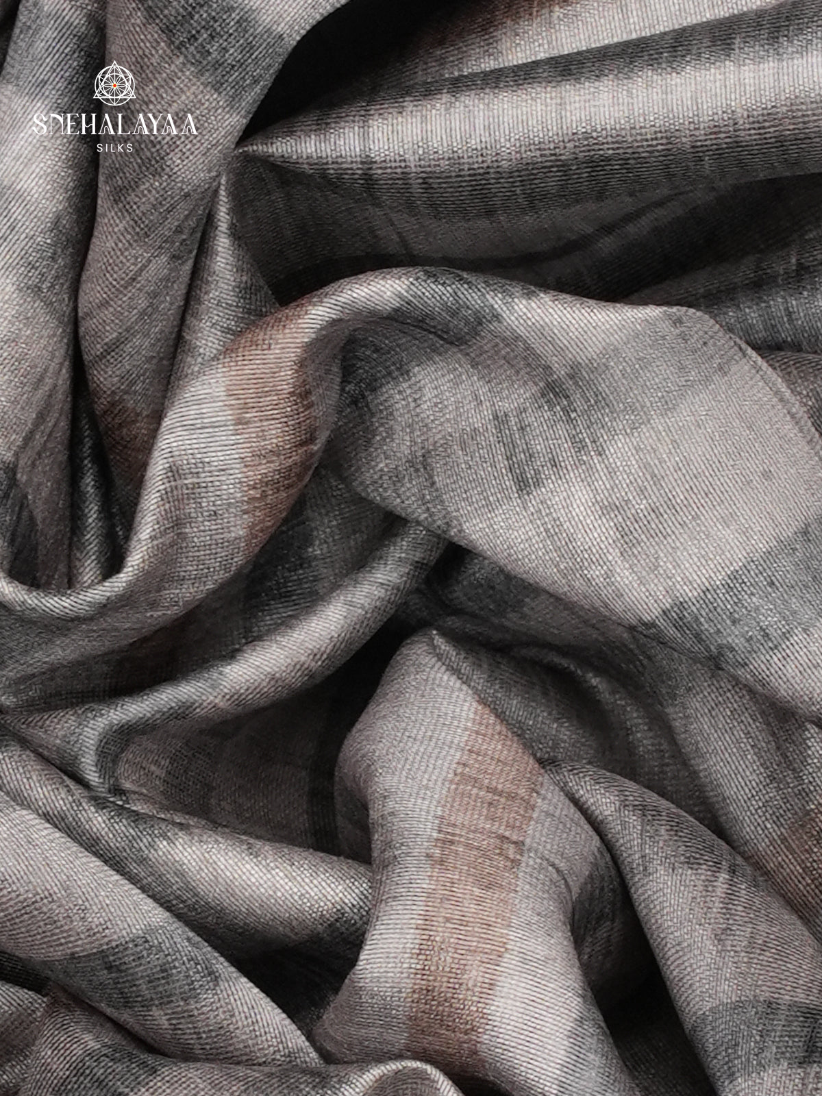 Grey Tussar Embroidery Saree