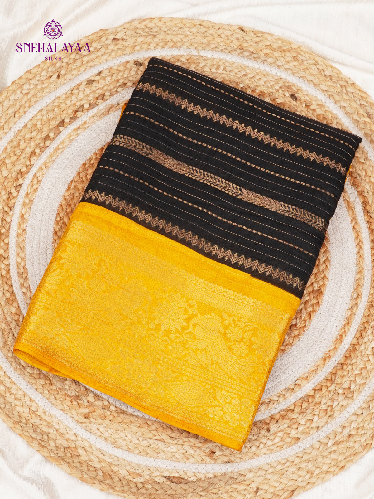 Black Dola Silk Saree