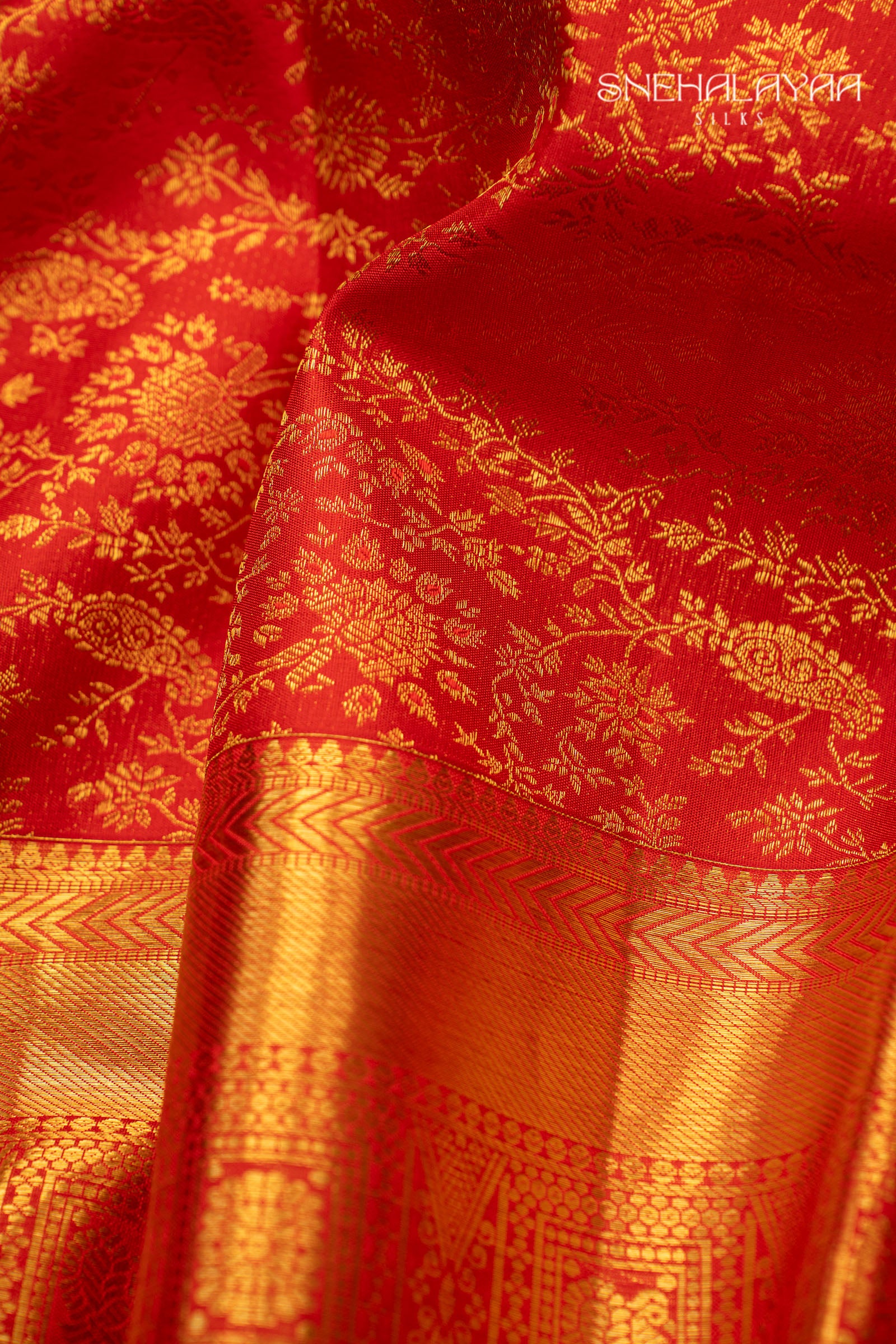 Rose Red Kancheevaram Silk Saree