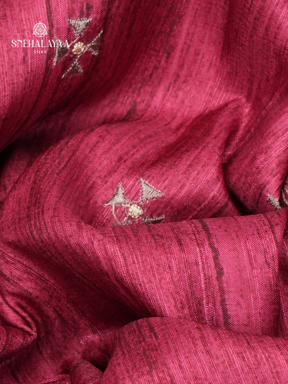 Pink Tussar Embroidery Saree