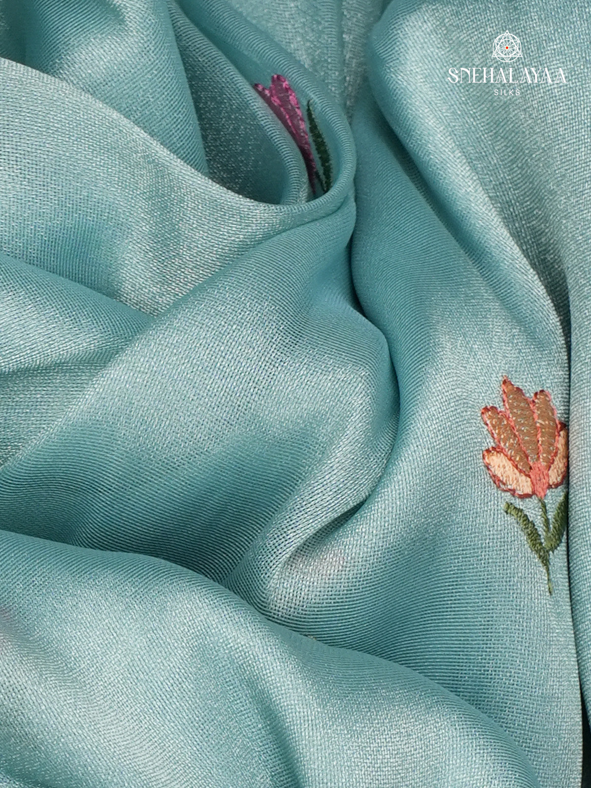 Pastel Blue Embroidery Designer Saree