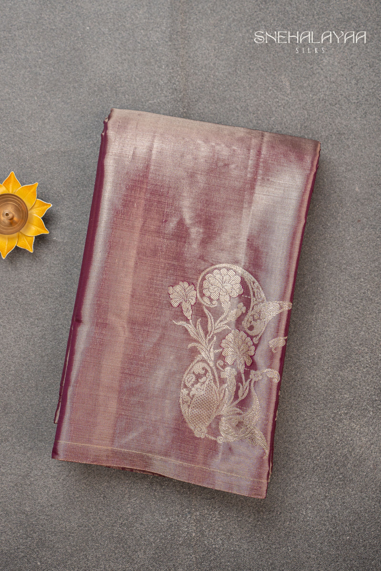Plum Purple Kancheevaram Tissue Silk Saree