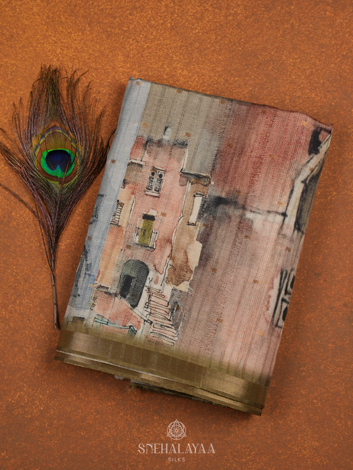 Olive Green Tussar Saree