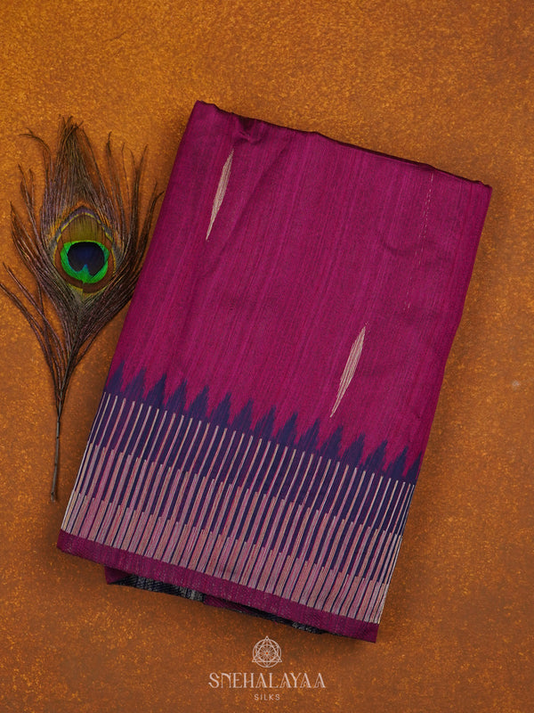 Magenta Munga Tussar Saree