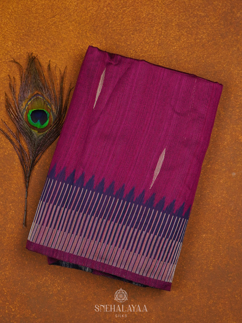Magenta Munga Tussar Saree