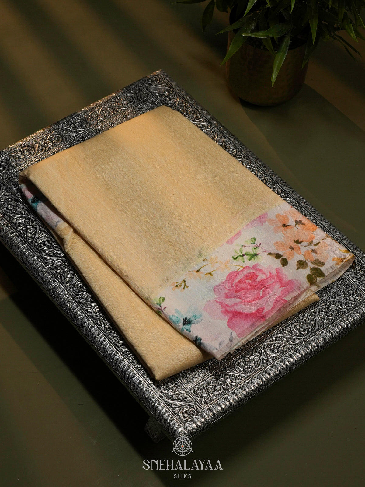 Pale Yellow Matka Jute Saree