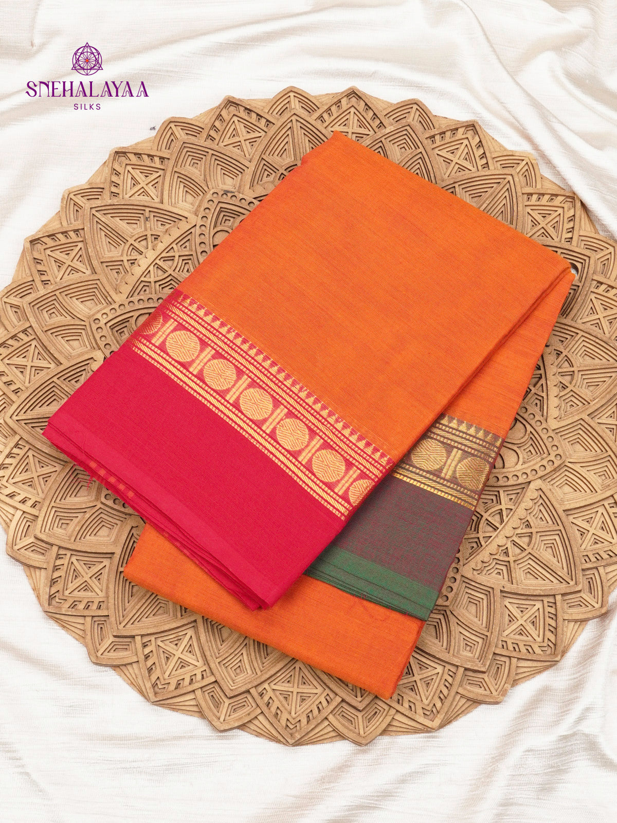 Orange Kanchi Cotton Saree