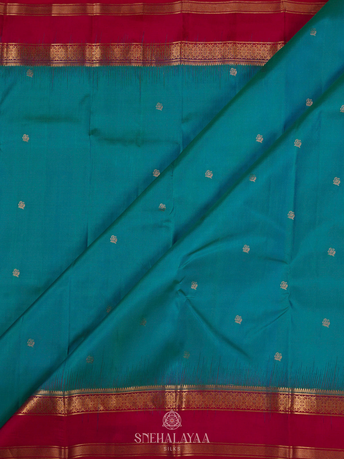 Peacock Blue Kanjivaram Silk Saree