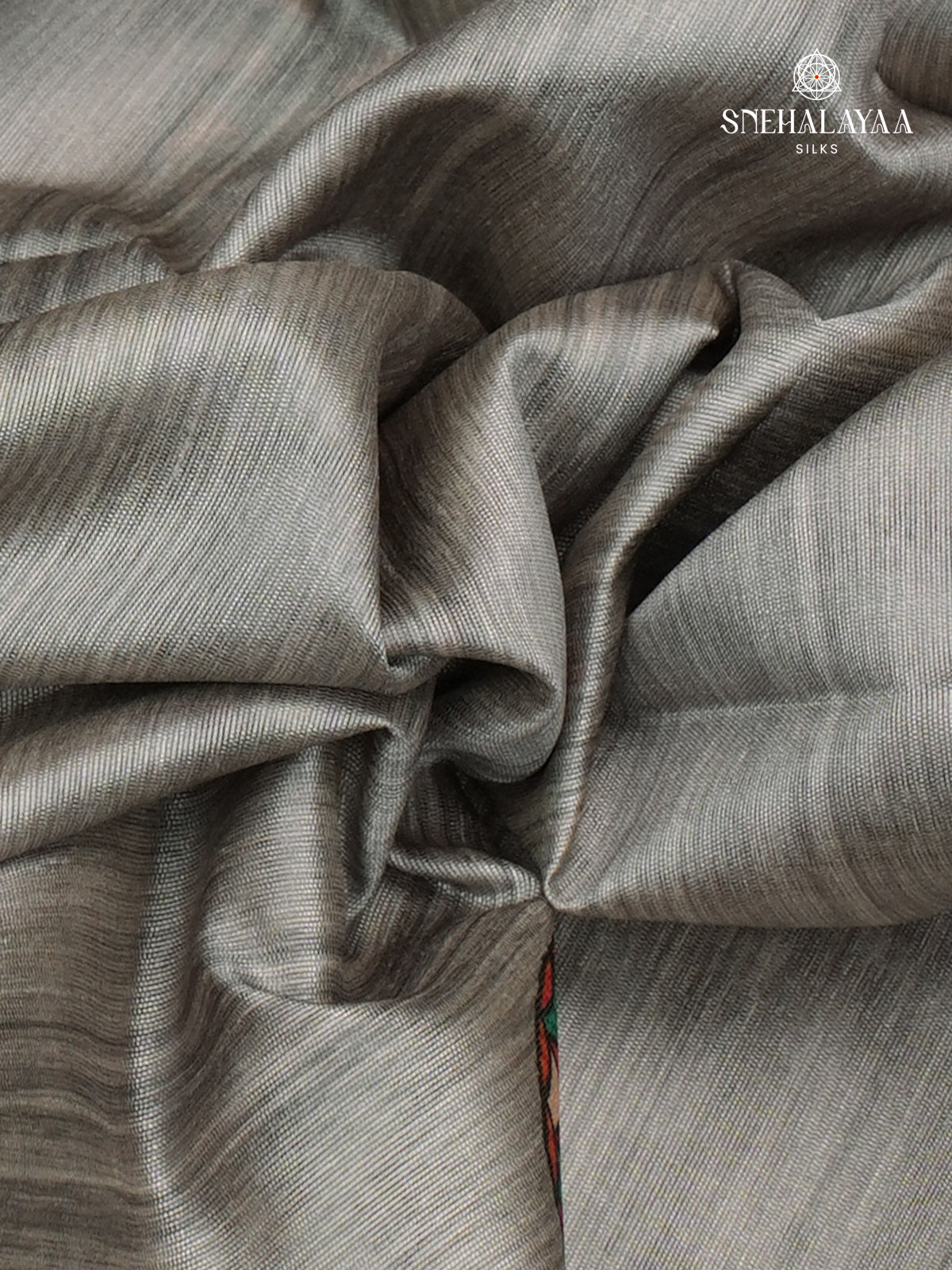 Grey Madhubani Printed Saree