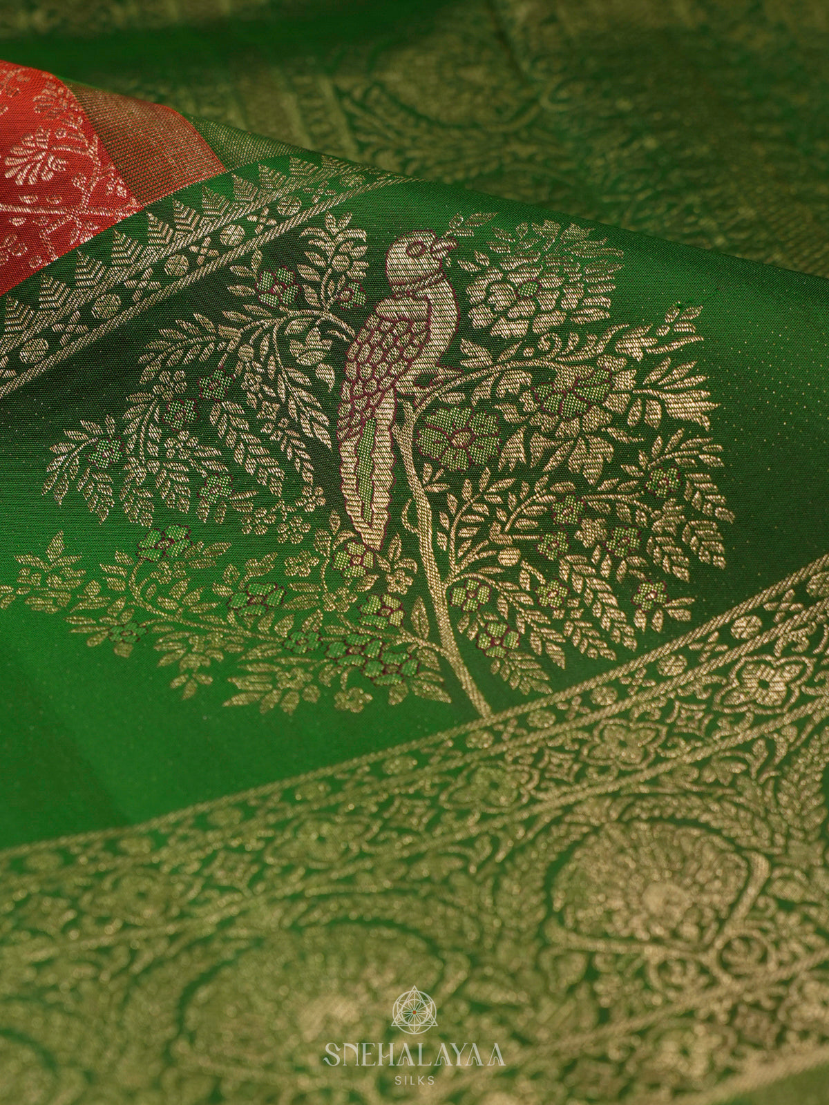 Orange Kanjivaram Silk Saree