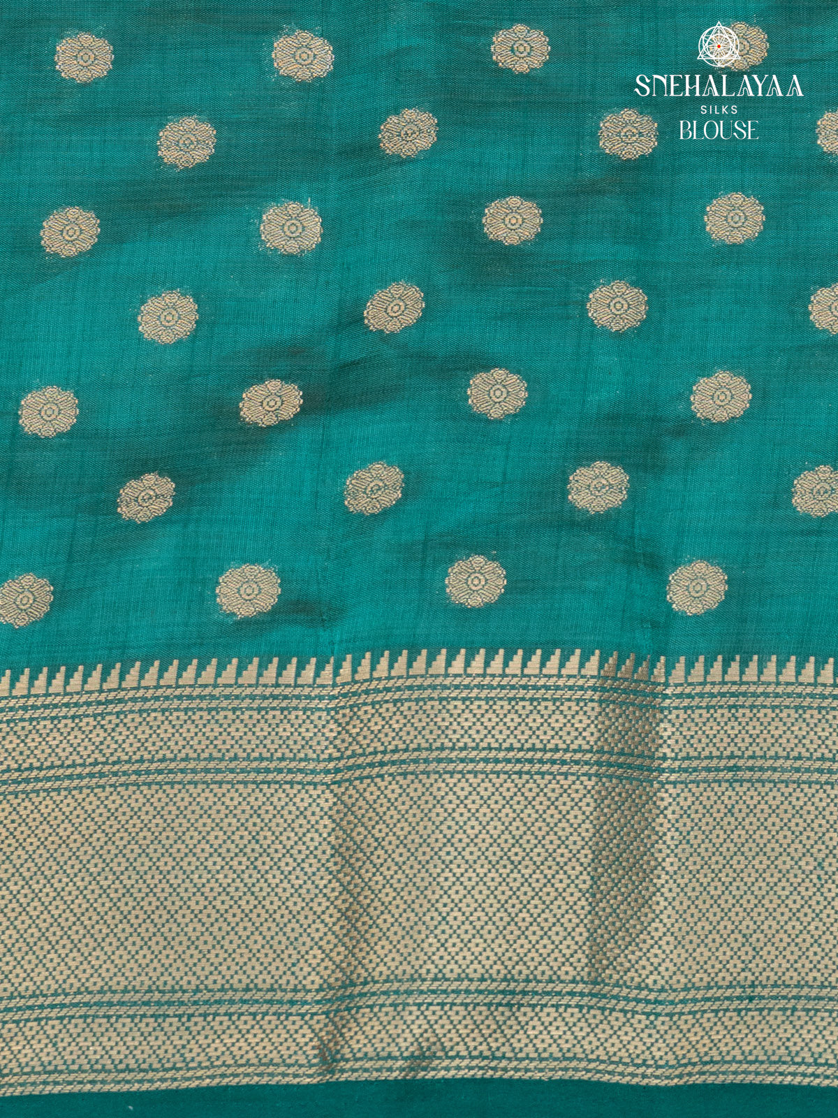 Teal Green Raw Silk Saree