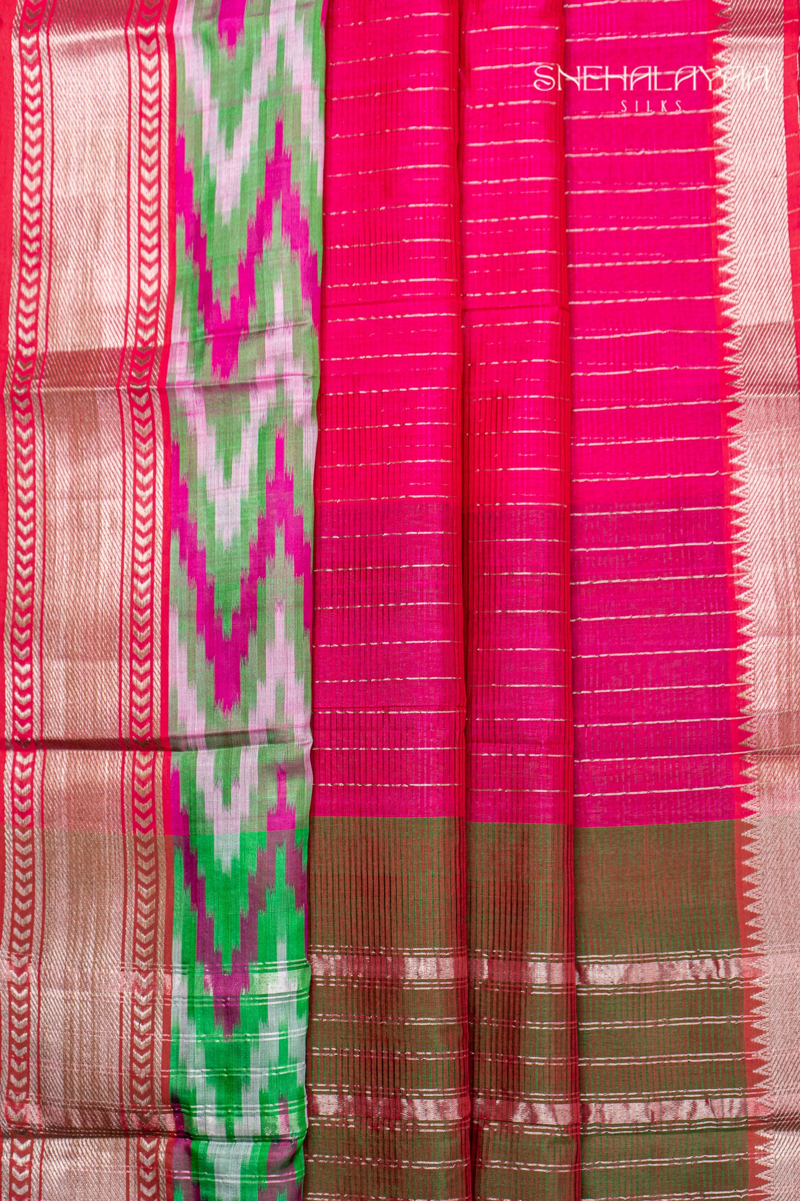 Magenta Pink Mangalgiri Silk Saree