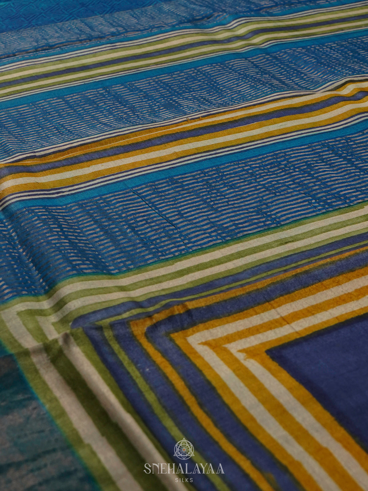 Navy Blue Tussar Saree