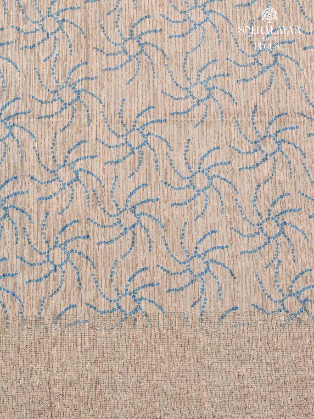 Royal Blue Printed Tussar Saree