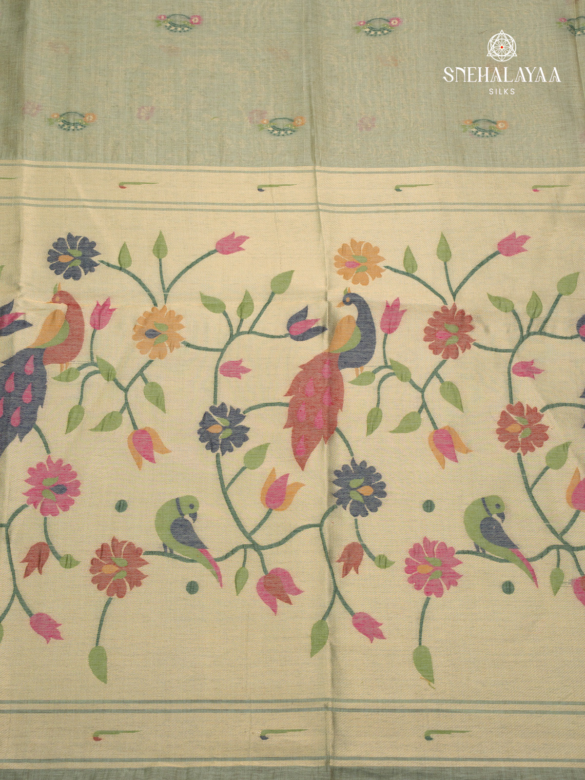 Green Munga Cotton Saree