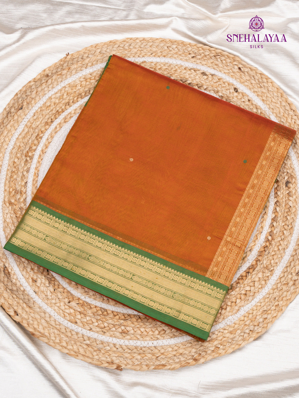 Orange Kanchi Silk Cotton Saree