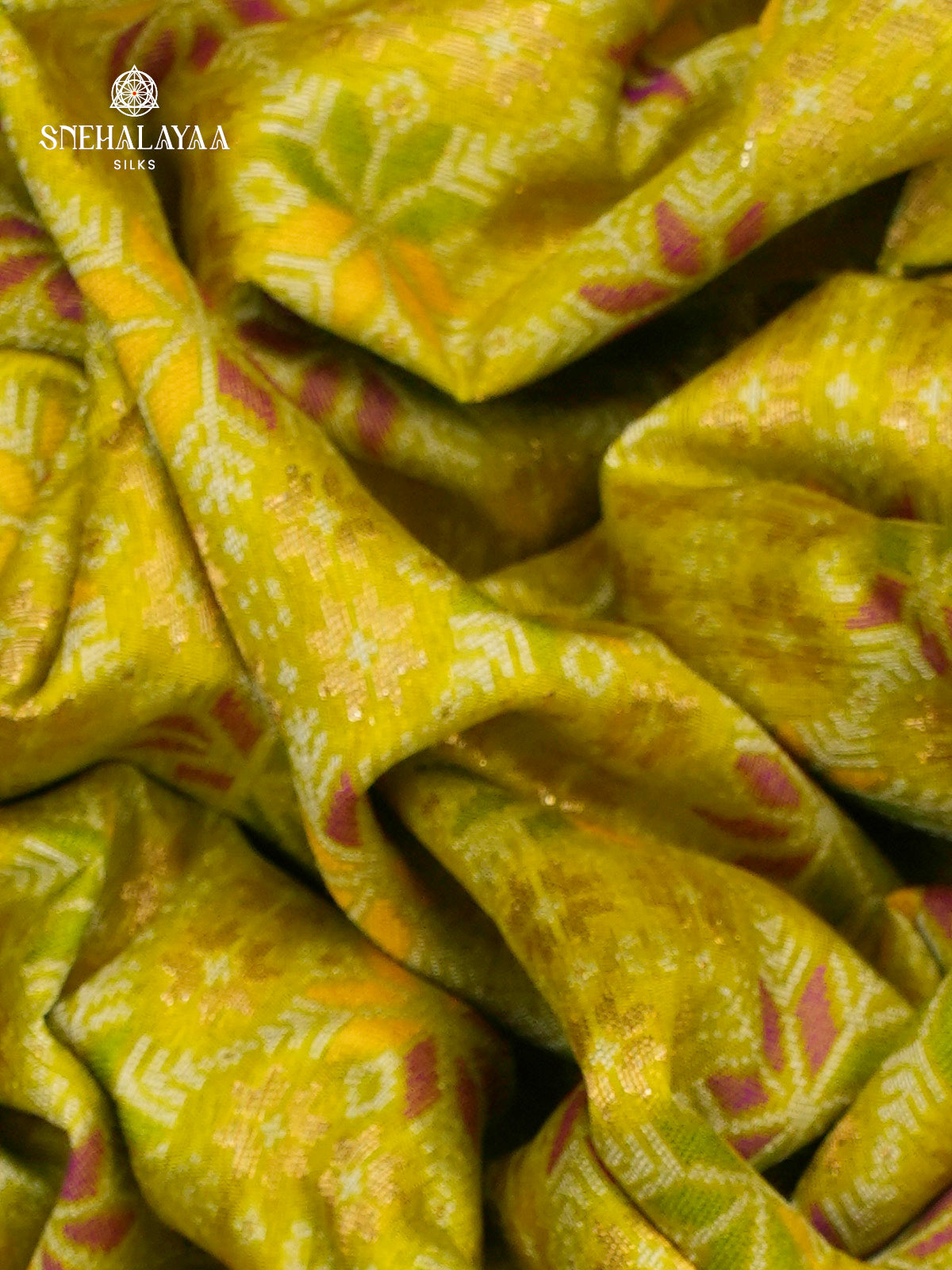 Lemon Yellow Ikat Saree