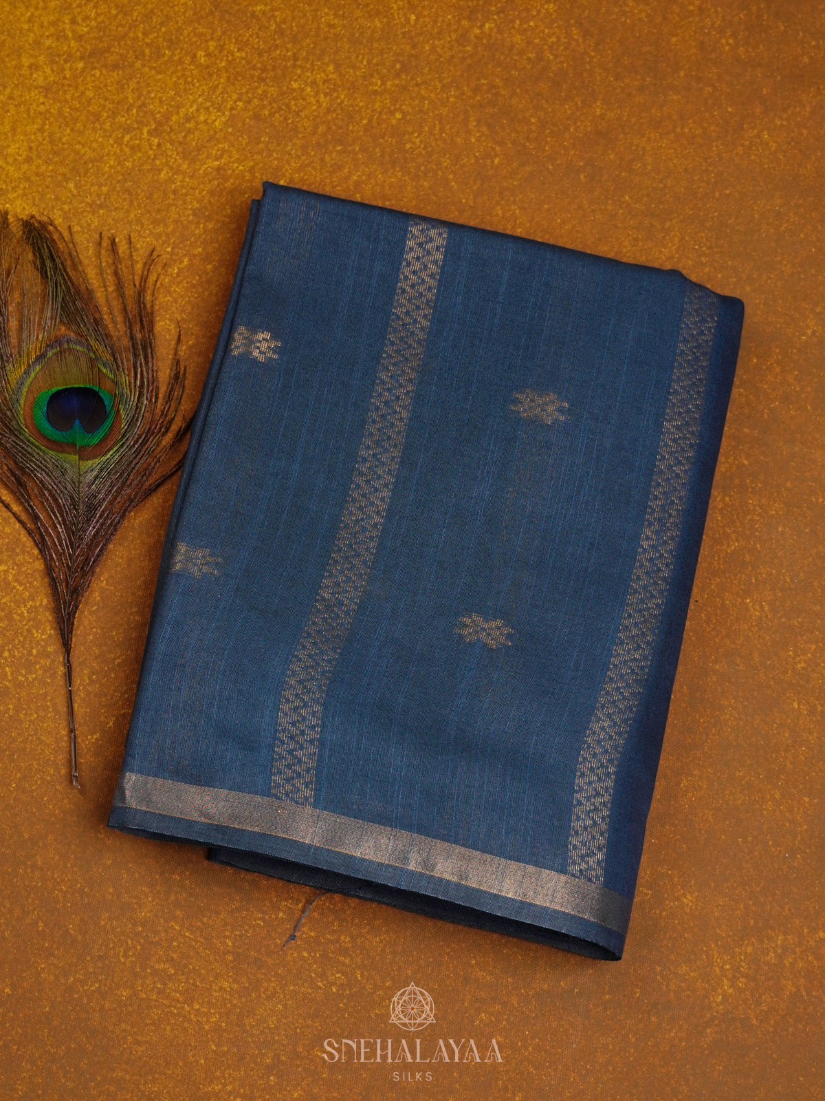 Blue Bamboo Silk Saree