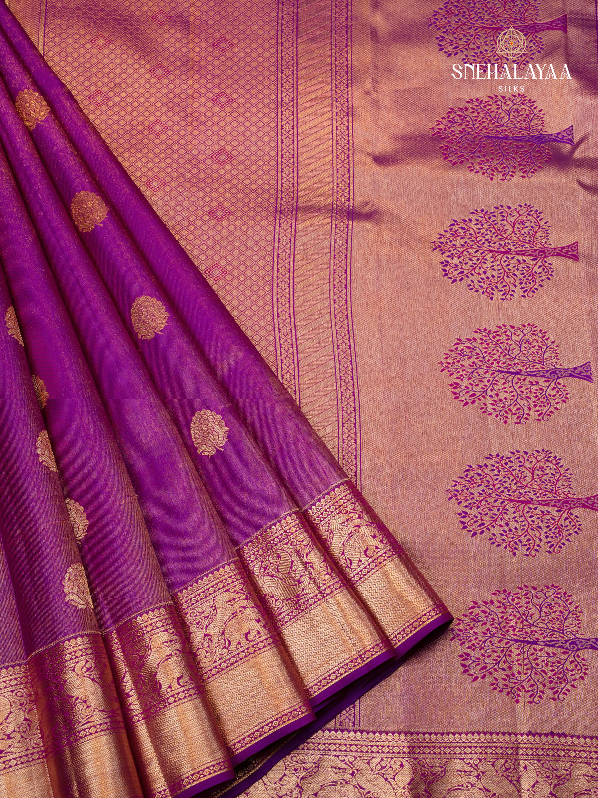Violet Kanjivaram Tissue Silk Saree