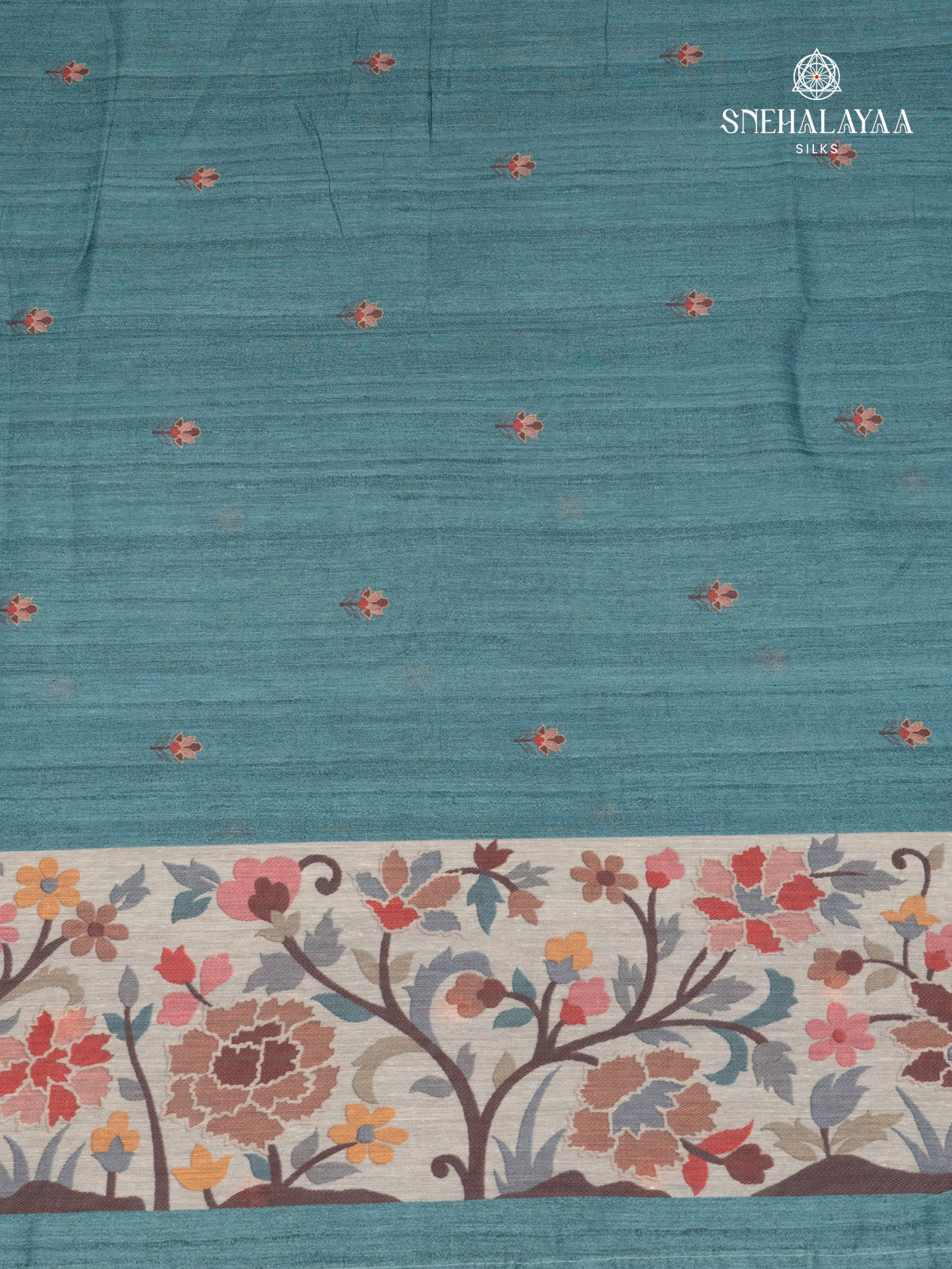 Teal Blue Linen Saree