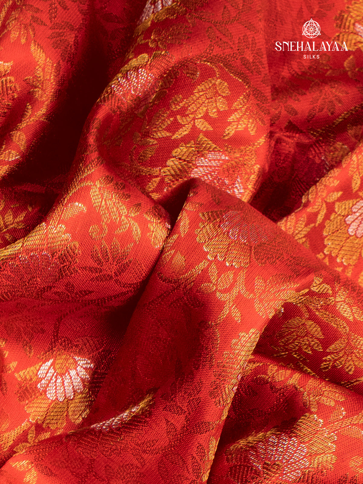 Rust Orange Kanjivaram Silk Saree