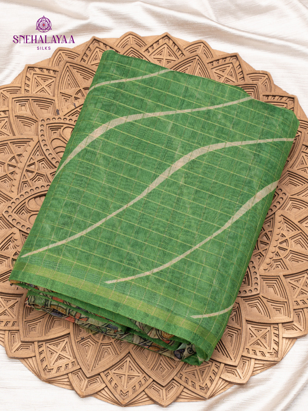 Green Madhubani Saree
