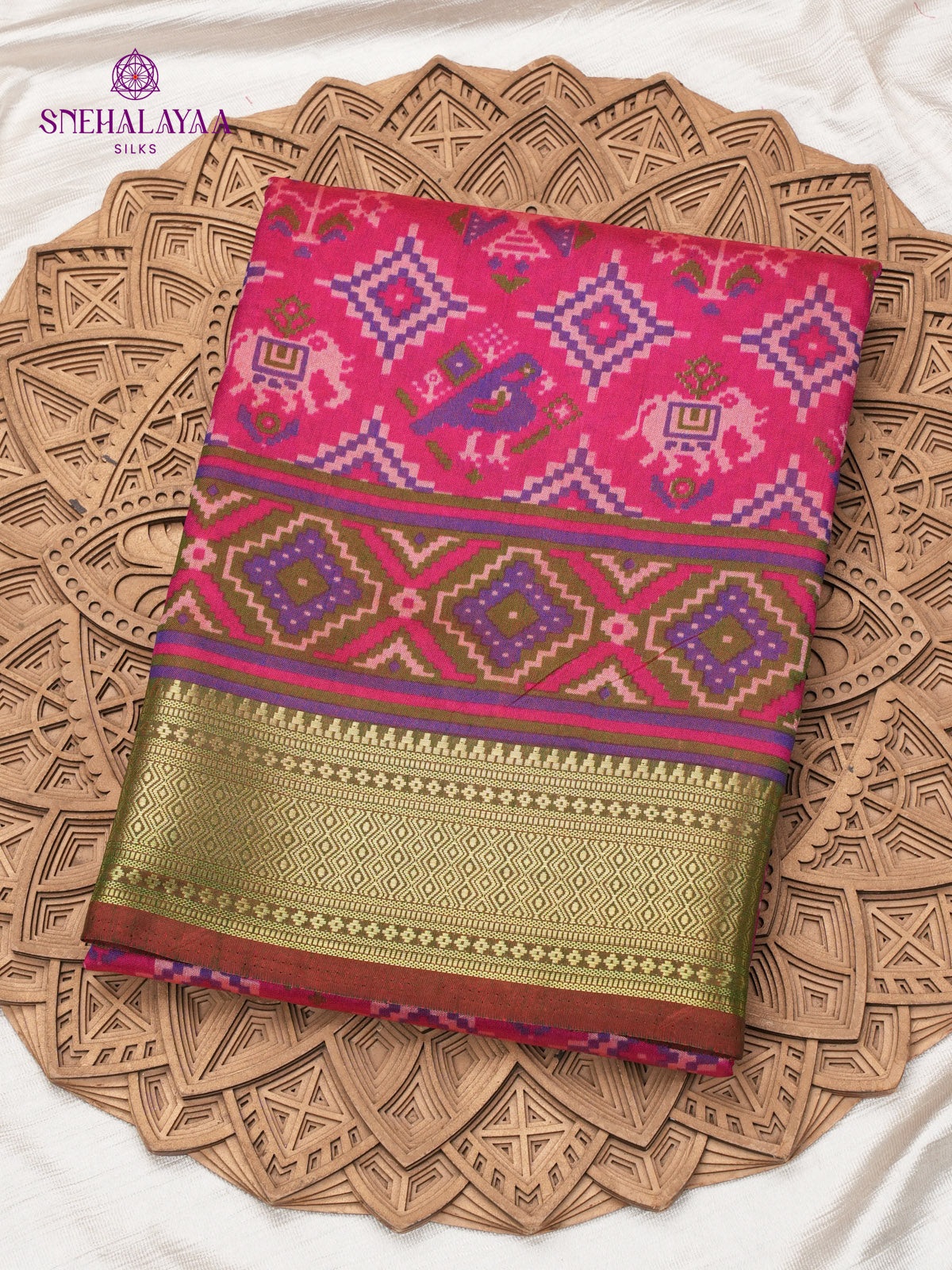 Rani Pink Ikat Saree