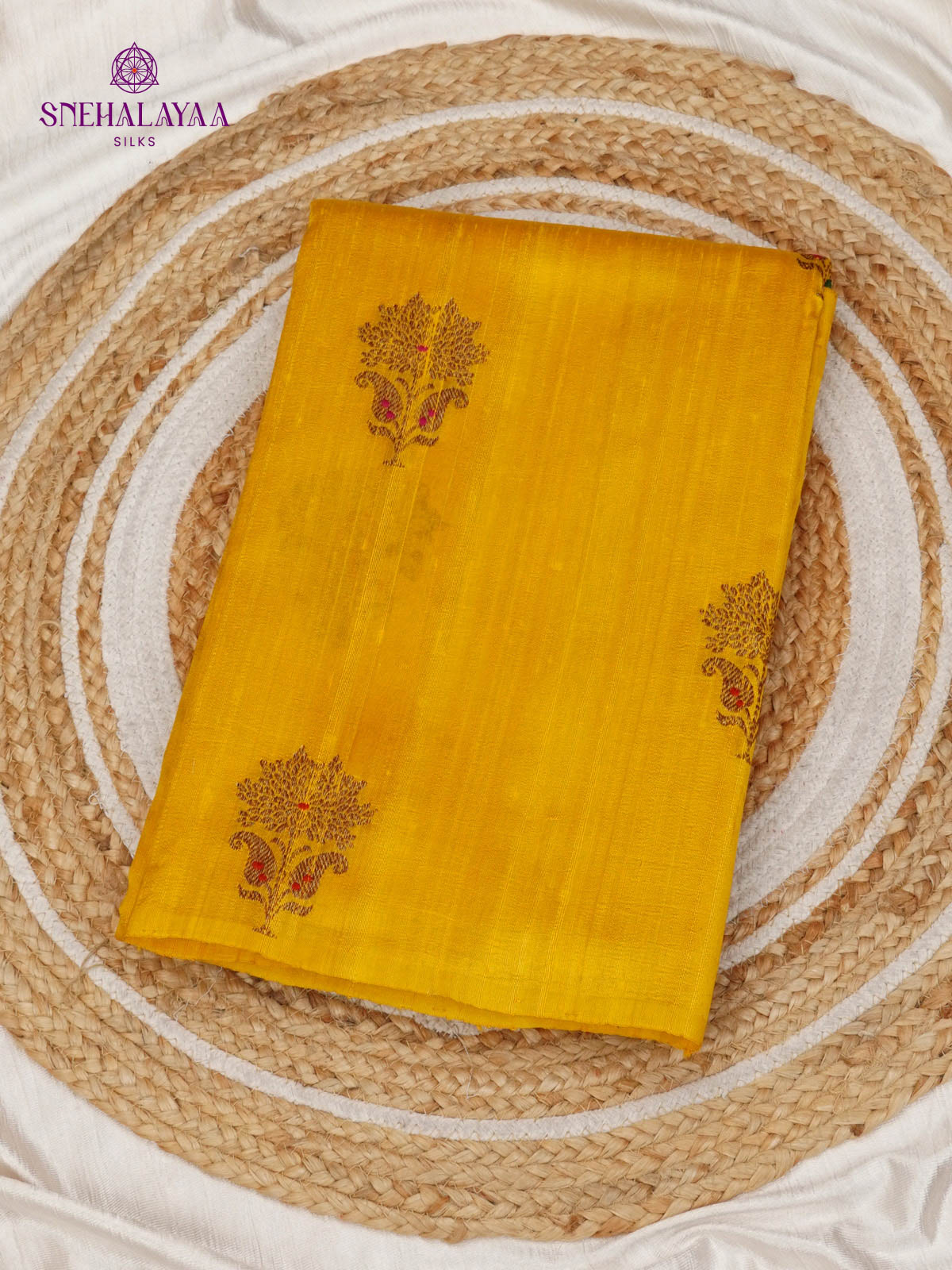 Mango Yellow Banaras Raw Silk Saree