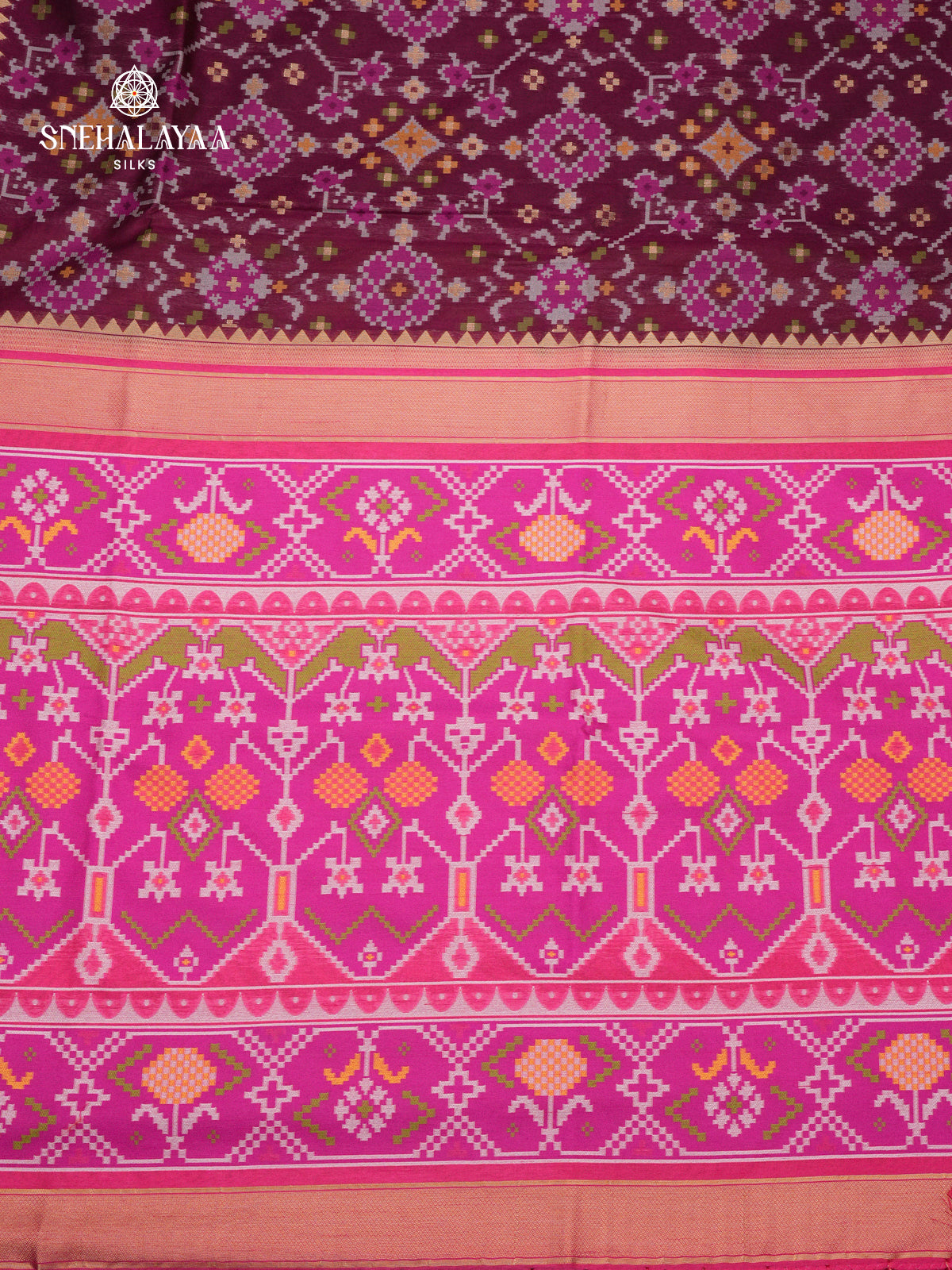 Burgundy Ikat Saree