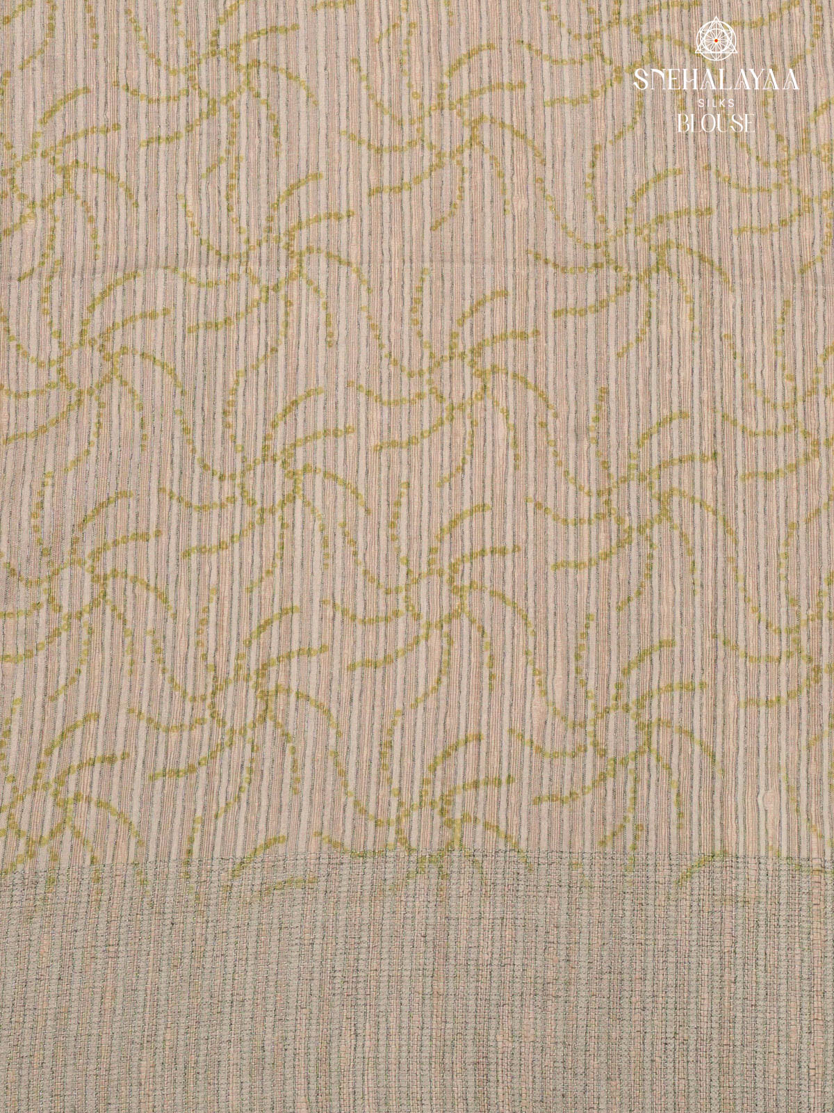 Olive Green Printed Tussar Saree