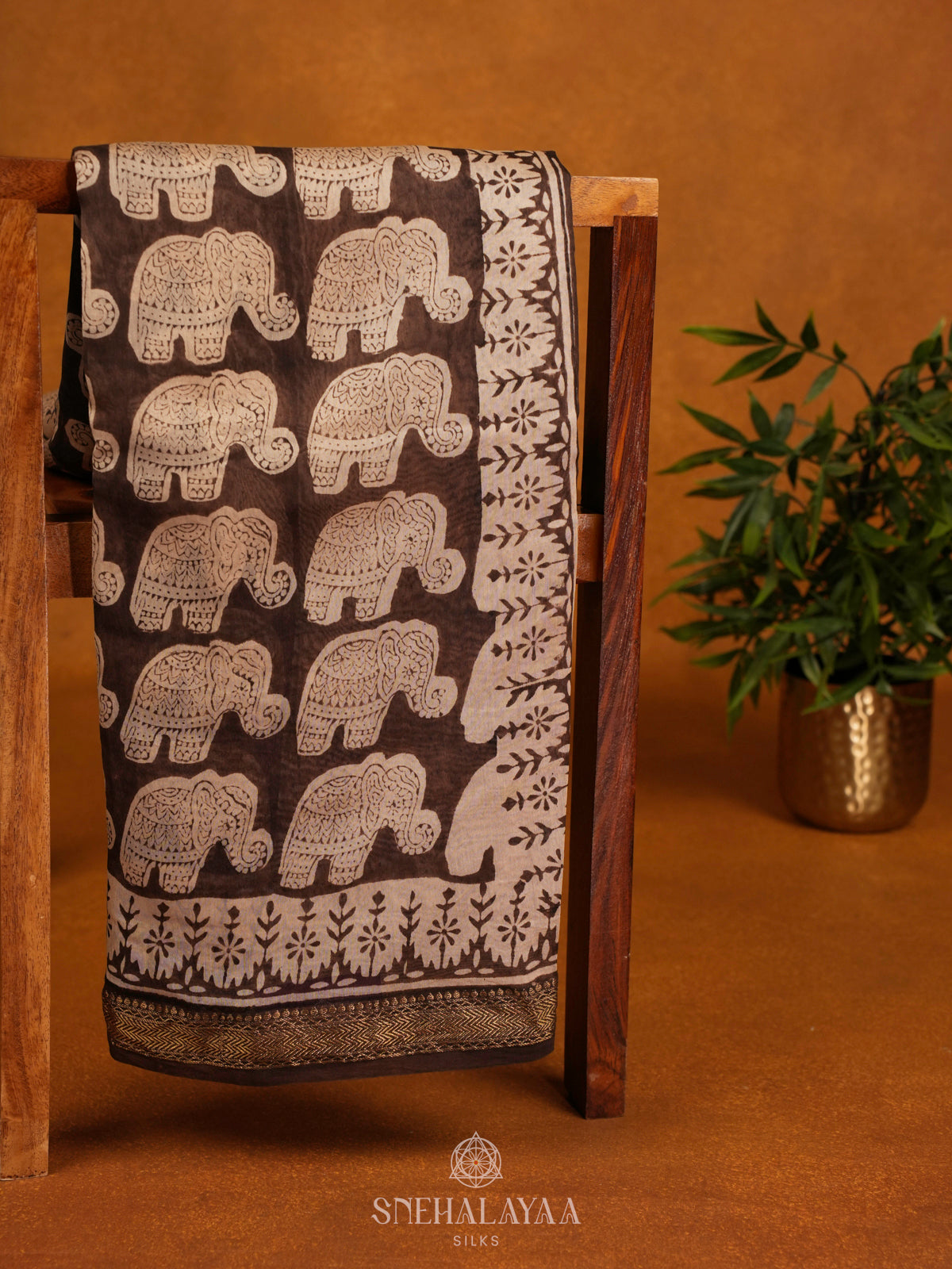 Brown Chanderi Saree