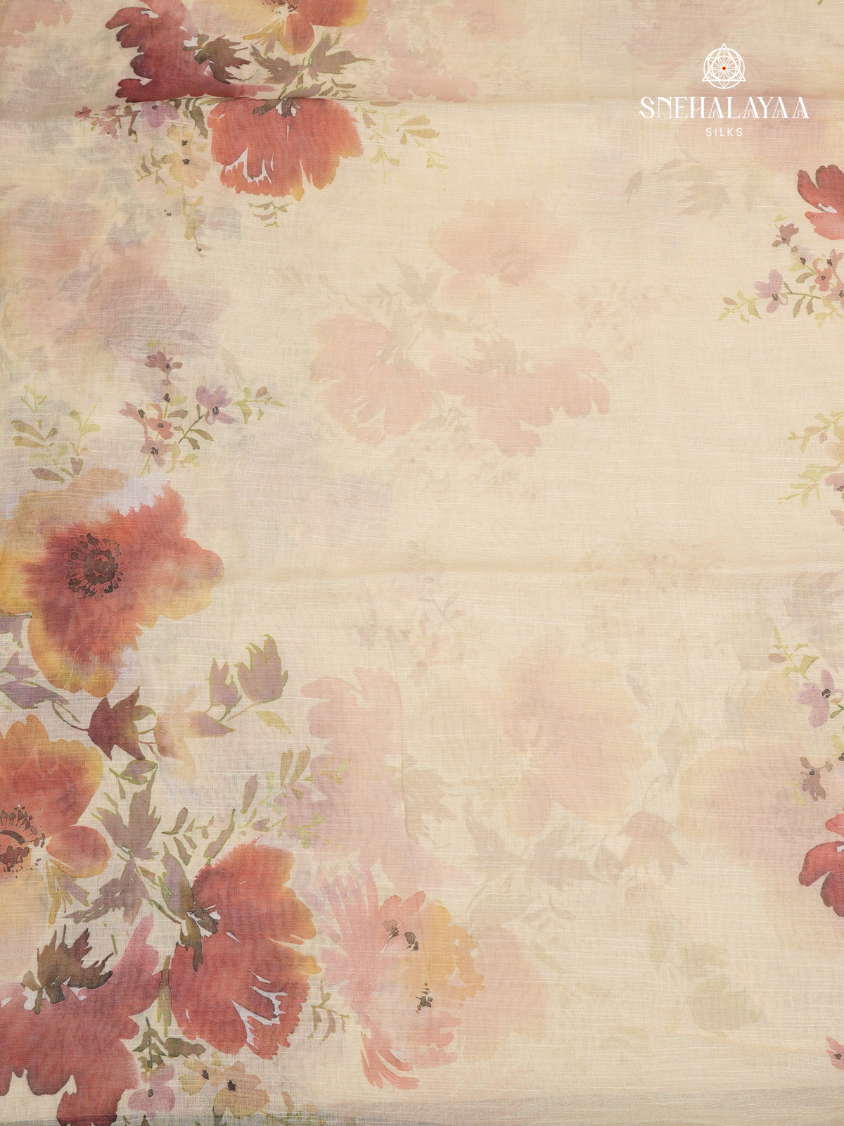 Sandal Printed Linen Saree