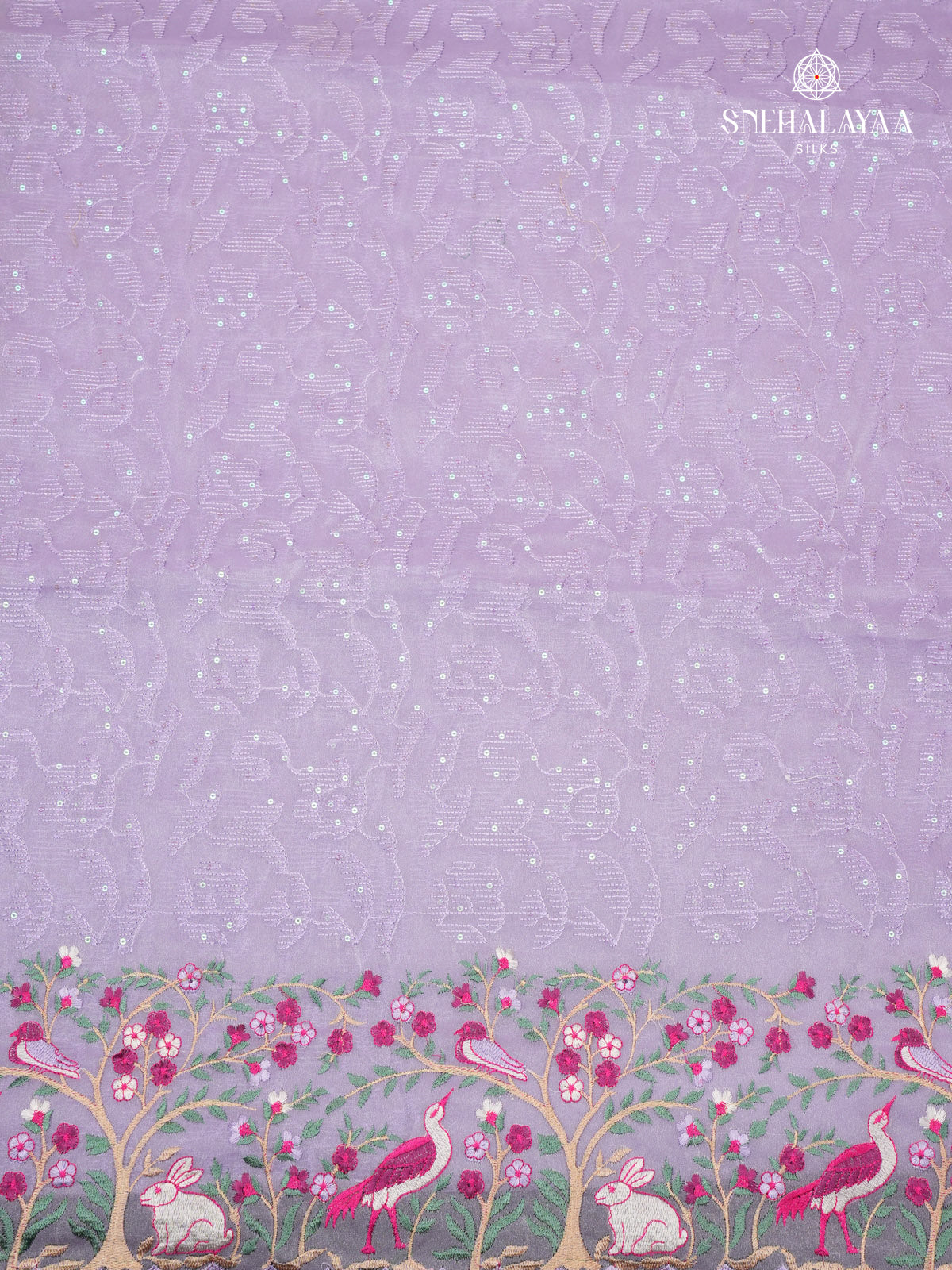 Lavender Embroidery Designer Saree