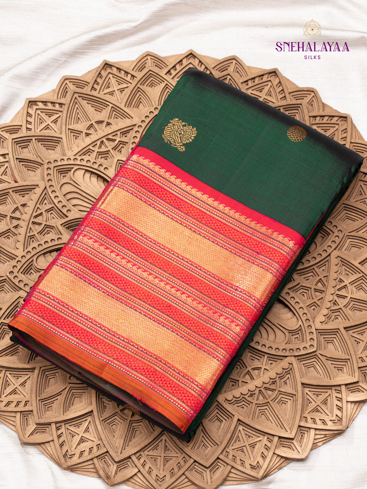 Bottle Green Kanjivaram Silk Saree