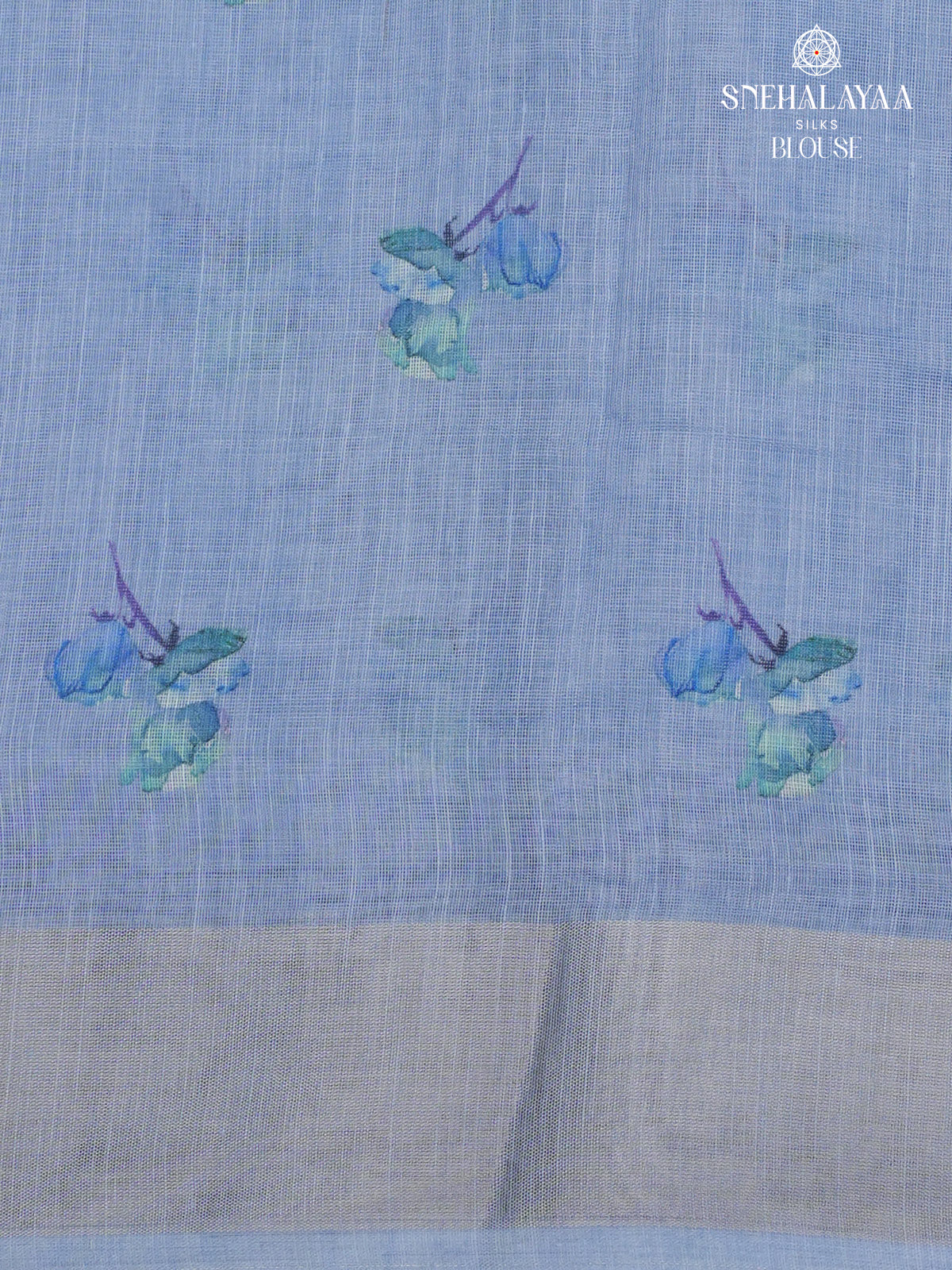 Pastel Blue Linen Saree