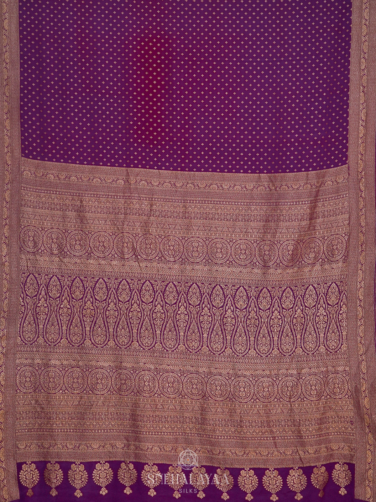 Purple Banaras Crepe Silk Saree