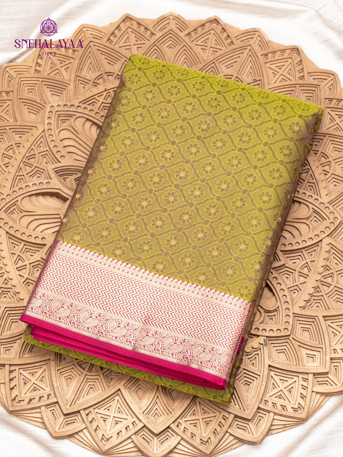 Olive Green Kanjivaram Silk Saree