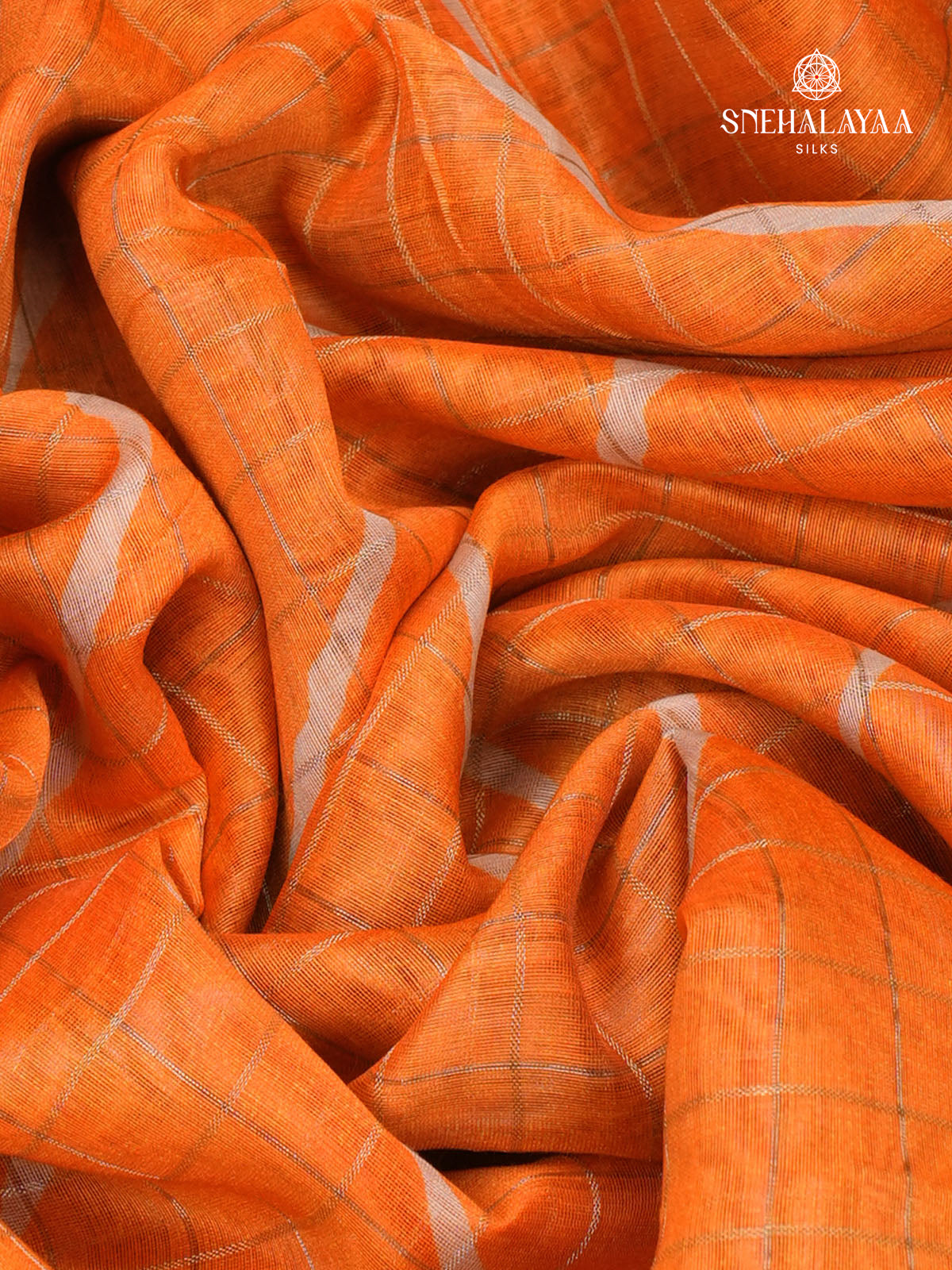 Tangerine Orange Madhubani Printed Saree