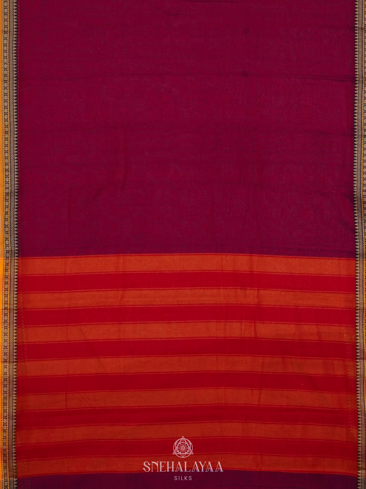 Magenta Narayanpet Cotton Saree without Blouse