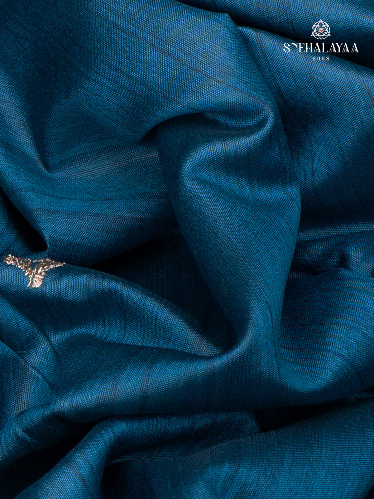 Teal Blue Raw Silk Embroidery Saree